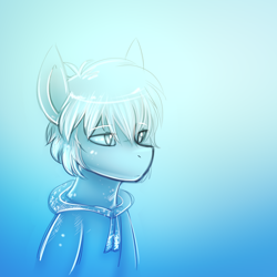 Size: 960x960 | Tagged: safe, artist:deyogee, imported from derpibooru, oc, oc only, pony, blue background, clothes, gradient background, hoodie, jack frost, lineart, male, ponified, simple background, solo