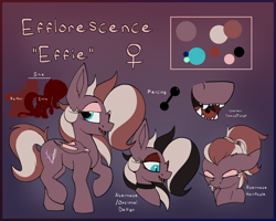 Size: 2000x1600 | Tagged: safe, artist:luxsimx, imported from derpibooru, oc, oc only, oc:efflorescence, bat pony, pony, bat pony oc, collar, fangs, makeup, piercing, ponytail, reference sheet, tongue piercing, wings