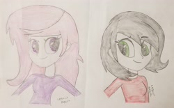 Size: 3829x2372 | Tagged: safe, artist:legacynebula, imported from derpibooru, oc, oc only, oc:pauly sentry, oc:sweet shutter, human, equestria girls, sketch, traditional art