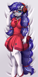 Size: 3040x6161 | Tagged: safe, artist:pridark, imported from derpibooru, oc, oc:cinnabyte, anthro, earth pony, body pillow, body pillow design, breasts, clothes, dress, furry, glasses, socks, solo