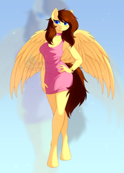 Size: 1274x1769 | Tagged: safe, artist:scarlet-spectrum, imported from derpibooru, oc, oc only, oc:lucy harmony, anthro, pegasus, unguligrade anthro, clothes, dress, female, mare, solo