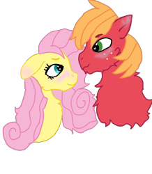 Size: 1788x2046 | Tagged: safe, artist:tjbook-time, imported from derpibooru, big macintosh, fluttershy, earth pony, pegasus, pony, blushing, bust, female, fluffy, fluttermac, looking at each other, looking at someone, male, mare, shipping, simple background, stallion, straight, transparent background