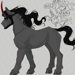 Size: 1280x1282 | Tagged: safe, artist:ghoulhowls, imported from derpibooru, discord, king sombra, draconequus, pony, umbrum, unicorn, doodle, male, simple background, stallion, white background