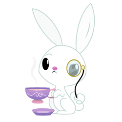 Size: 1000x1000 | Tagged: safe, artist:ashidaru, imported from derpibooru, angel bunny, rabbit, animal, cup, food, monocle, simple background, tea, tea time, teacup, transparent background, vector