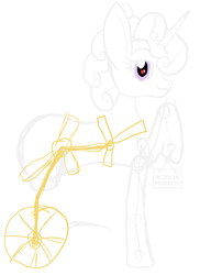 Size: 1010x1384 | Tagged: safe, artist:kujivunia, imported from derpibooru, pony, unicorn, amputee, big ears, curls, curly hair, disabled, donkey ears, female, flirting, heart eyes, mare, sketch, smiling, solo, wheelchair, wingding eyes, wip