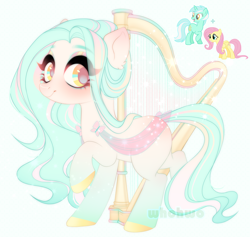 Size: 3200x3028 | Tagged: safe, artist:whohwo, imported from derpibooru, fluttershy, lyra heartstrings, pegasus, pony, unicorn, base used, eyelashes, female, fusion, hoof polish, makeup, mare, raised hoof