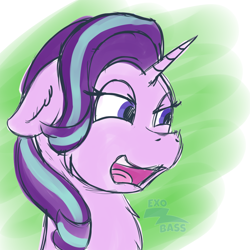 Size: 1000x1000 | Tagged: safe, artist:exobass, imported from derpibooru, starlight glimmer, pony, unicorn, bust, eww, expression, floppy ears, loathing, sketch, solo