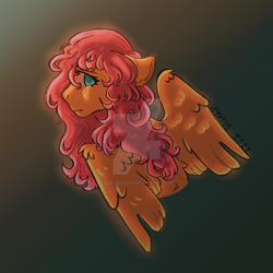 Size: 1280x1280 | Tagged: safe, artist:electriccat2, imported from derpibooru, fluttershy, pegasus, pony, aside glance, bust, deviantart watermark, female, floppy ears, gradient background, looking at you, mare, obtrusive watermark, profile, rear view, solo, speedpaint available, spread wings, watermark, wing fluff, wings