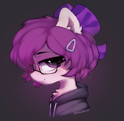 Size: 1280x1251 | Tagged: safe, artist:astralblues, imported from derpibooru, oc, pony, bust, clothes, female, glasses, hoodie, mare, portrait, solo