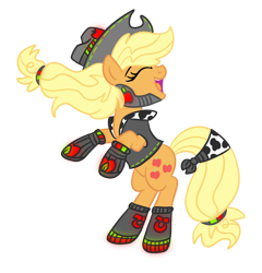 Size: 768x799 | Tagged: safe, artist:sjart117, imported from derpibooru, applejack, earth pony, pony, ask the mane 11, bipedal, boots, clothes, cowboy, cyberpunk, hat, permission given, shoes, simple background, transparent background