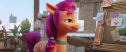 Size: 800x333 | Tagged: safe, imported from derpibooru, screencap, sunny starscout, earth pony, pony, spoiler:my little pony: a new generation, animated, female, g5, gif, happy, mare, my little pony: a new generation, smiling, solo