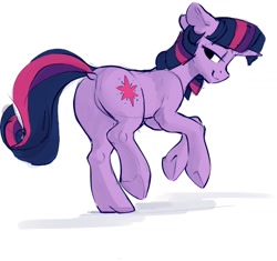 Size: 1648x1548 | Tagged: safe, artist:dimfann, color edit, edit, imported from derpibooru, twilight sparkle, pony, unicorn, butt, colored, colored sketch, dock, featureless crotch, female, looking at you, looking back, looking back at you, mare, plot, sketch, smiling, solo, tail, twibutt, underhoof, unicorn twilight