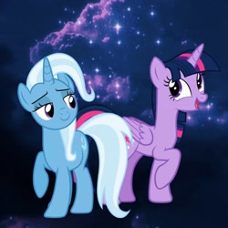 Size: 640x640 | Tagged: safe, artist:fruitypiconsq, edit, imported from derpibooru, trixie, twilight sparkle, alicorn, female, lesbian, shipping, twilight sparkle (alicorn), twixie