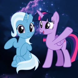 Size: 640x640 | Tagged: safe, artist:fruitypiconsq, imported from derpibooru, trixie, twilight sparkle, alicorn, collage, female, lesbian, shipping, twilight sparkle (alicorn), twixie