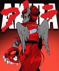 Size: 3389x4096 | Tagged: safe, artist:opalacorn, imported from derpibooru, oc, oc only, oc:void, anthro, pegasus, akira, helmet, motorcycle helmet, nose piercing, nose ring, piercing, solo