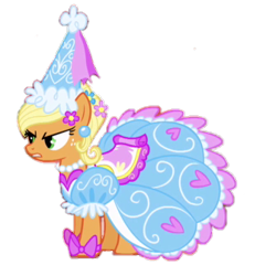 Size: 336x322 | Tagged: safe, artist:darlycatmake, imported from derpibooru, applejack, earth pony, pony, look before you sleep, angry, applejack also dresses in style, applejack is not amused, clothes, cute, dress, dressup, froufrou glittery lacy outfit, glare, hat, hennin, jackabetes, looking at someone, looking at something, princess, princess applejack, simple background, solo, transparent background, unamused, vector