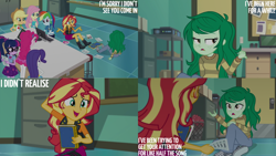 Size: 1280x720 | Tagged: safe, artist:quoterific, imported from derpibooru, equestria girls, equestria girls series, forgotten friendship, breaking the fourth wall, fourth wall