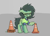 Size: 552x396 | Tagged: safe, artist:plunger, oc, oc only, oc:filly anon, earth pony, pony, angry, bags under eyes, clothes, cone, construction pony, eyebrows, female, filly, floppy ears, looking at you, pun, question mark, safety vest, simple background, solo, traffic cone, wordplay