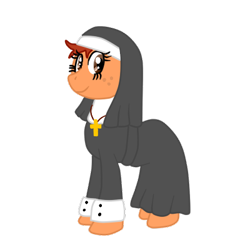 Size: 400x400 | Tagged: safe, artist:machacapigeon, imported from ponybooru, oc, oc:purity seal, earth pony, pony, christianity, cross, female, looking at you, nun, religion, simple background, transparent background