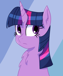 Size: 500x600 | Tagged: safe, artist:machacapigeon, imported from ponybooru, twilight sparkle, pony, unicorn, chest fluff, ear fluff, ears, female, fluffy, simple background, solo