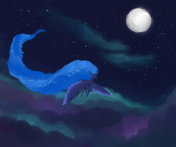 Size: 790x660 | Tagged: safe, artist:jroxs12pone, imported from derpibooru, part of a set, princess luna, alicorn, pony, cloud, female, flying, full moon, lightly watermarked, mare, moon, night, solo, spread wings, watermark, wings