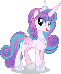 Size: 8000x9743 | Tagged: safe, artist:n0kkun, imported from derpibooru, princess flurry heart, alicorn, pony, absurd resolution, concave belly, eye clipping through hair, female, hoof shoes, looking at you, mare, my little pony, older, older flurry heart, open mouth, open smile, shadow, simple background, slim, smiling, smiling at you, solo, thin, transparent background, vector