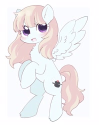 Size: 1624x2048 | Tagged: safe, artist:ginmaruxx, imported from derpibooru, oc, oc only, pegasus, pony, blushing, cheek fluff, chest fluff, cute, ear fluff, female, looking at you, mare, ocbetes, open mouth, open smile, simple background, smiling, smiling at you, solo, white background, wings