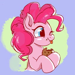 Size: 2500x2500 | Tagged: safe, artist:dawnflame, imported from derpibooru, pinkie pie, earth pony, pony, ;p, avatar, bust, cookie, food, one eye closed, portrait, tongue out, wink