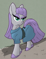Size: 2004x2546 | Tagged: safe, artist:mysterywhiteflame, imported from derpibooru, maud pie, earth pony, pony, clothes, dress, eyelashes, eyeshadow, green eyes, makeup, poker face, purple hair, solo, straight mane