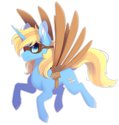 Size: 3615x3820 | Tagged: safe, artist:gladius lockhart, imported from derpibooru, oc, oc:skydreams, pony, unicorn, artificial wings, augmented, aviator goggles, female, goggles, mare, mechanical wing, simple background, solo, transparent background, wings