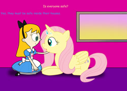 Size: 1531x1102 | Tagged: safe, artist:04startycornonline88, imported from derpibooru, fluttershy, alicorn, human, alicornified, comfort, comforting, element of kindness, fiona munson, fluttercorn, looking at each other, looking at someone, princess fluttershy, race swap, smiling, window