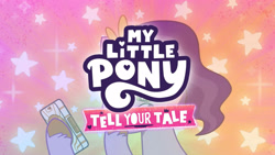 Size: 3410x1920 | Tagged: safe, imported from derpibooru, screencap, pipp petals, pegasus, pony, spoiler:g5, spoiler:my little pony: tell your tale, spoiler:tyts01e07, cellphone, clip trot, female, g5, high res, mare, my little pony logo, my little pony: tell your tale, open mouth, open smile, phone, smartphone, smiling, solo