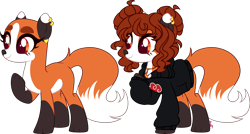 Size: 5177x2778 | Tagged: safe, artist:kurosawakuro, imported from derpibooru, oc, fox, fox pony, hybrid, clothes, countershading, female, hoodie, simple background, solo, transparent background