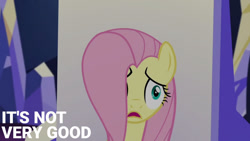 Size: 1280x720 | Tagged: safe, edit, edited screencap, editor:quoterific, imported from derpibooru, screencap, fluttershy, pegasus, pony, party pooped, season 5, female, mare, open mouth, solo, text, twilight's castle