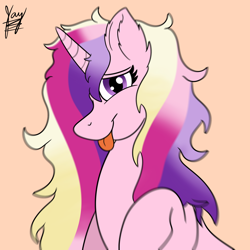Size: 2048x2048 | Tagged: safe, artist:jay_wackal, imported from derpibooru, princess cadance, alicorn, pony, canterlot wedding 10th anniversary, cute, cutedance, female, looking at you, mare, messy mane, raised hoof, simple background, solo, tongue out