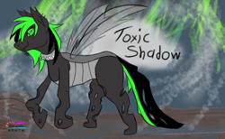 Size: 4881x3009 | Tagged: safe, artist:okamiarata, imported from derpibooru, oc, oc:toxic shadow, changeling, changeling oc, commission, green, green changeling, ponysona