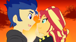Size: 1280x720 | Tagged: safe, artist:studiodraw, imported from derpibooru, flash sentry, sunset shimmer, human, equestria girls, female, flashimmer, male, shipping, straight