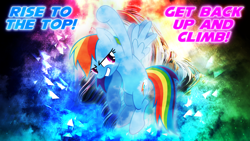 Size: 3840x2160 | Tagged: safe, artist:game-beatx14, artist:yanoda, edit, imported from derpibooru, rainbow dash, pegasus, pony, female, flying, high res, mare, solo, song reference, text, wallpaper, wallpaper edit, wings