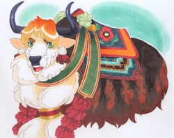 Size: 3639x2889 | Tagged: safe, artist:frozensoulpony, imported from derpibooru, prince rutherford, yak, solo, traditional art