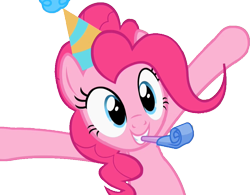 Size: 925x720 | Tagged: safe, edit, edited screencap, imported from derpibooru, screencap, pinkie pie, background removed, cute, diapinkes, hat, noisemaker, not a vector, party hat, simple background, transparent background