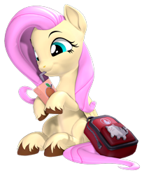 Size: 700x850 | Tagged: safe, artist:owlpirate, imported from derpibooru, fluttershy, pegasus, pony, 3d, adorable face, backpack, cute, drinking, female, hoof hold, juice, juice box, mare, shyabetes, simple background, sipping, smiling, solo, source filmmaker, transparent background, unshorn fetlocks