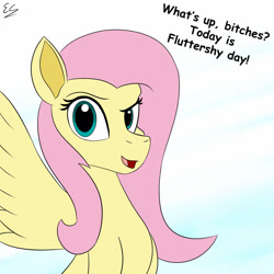 Size: 1024x1024 | Tagged: safe, artist:egstudios93, imported from derpibooru, fluttershy, pony, out of character, solo, vulgar