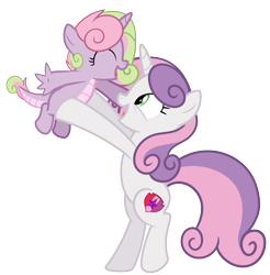 Size: 2252x2292 | Tagged: safe, artist:rubyg242, imported from derpibooru, sweetie belle, oc, oc:melody belle, dracony, dragon, hybrid, pony, bipedal, interspecies offspring, offspring, older, parent:spike, parent:sweetie belle, parents:spikebelle, simple background, transparent background