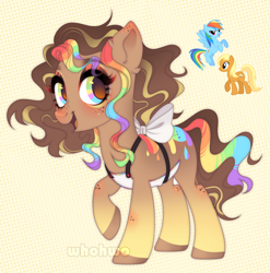 Size: 2168x2190 | Tagged: safe, artist:whohwo, imported from derpibooru, rainbow dash, oc, earth pony, pony, colored hooves, earth pony oc, eyelashes, female, fusion, hoof shoes, makeup, mare, multicolored hair, rainbow hair