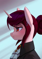 Size: 2500x3523 | Tagged: safe, artist:mrscroup, imported from derpibooru, oc, oc:rosa maledicta, pony, unicorn, equestria at war mod, bust, clothes, female, jewelry, mare, portrait, solo