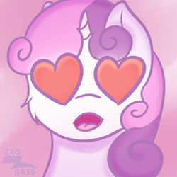 Size: 1000x1000 | Tagged: safe, artist:exobass, imported from derpibooru, sweetie belle, pony, unicorn, admiration, admiring, bust, female, filly, foal, heart, heart eyes, solo, wingding eyes