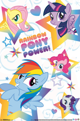 Size: 398x603 | Tagged: safe, imported from derpibooru, fluttershy, pinkie pie, rainbow dash, rarity, twilight sparkle, alicorn, heart, merchandise, official, poster, stars, text, twilight sparkle (alicorn)