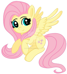 Size: 1024x1133 | Tagged: safe, artist:starsongdusk, imported from derpibooru, fluttershy, pegasus, pony, aside glance, deviantart watermark, female, looking at you, mare, obtrusive watermark, sideways glance, simple background, smiling, smiling at you, solo, spread wings, three quarter view, transparent background, watermark, wings