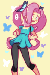 Size: 1020x1530 | Tagged: safe, artist:drantyno, fluttershy, equestria girls, female, looking at you, solo, solo female