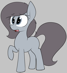 Size: 1280x1397 | Tagged: safe, artist:axlearts, oc, oc only, oc:delpone, earth pony, pony, earth pony oc, female, gray background, mare, open mouth, raised hoof, simple background, solo